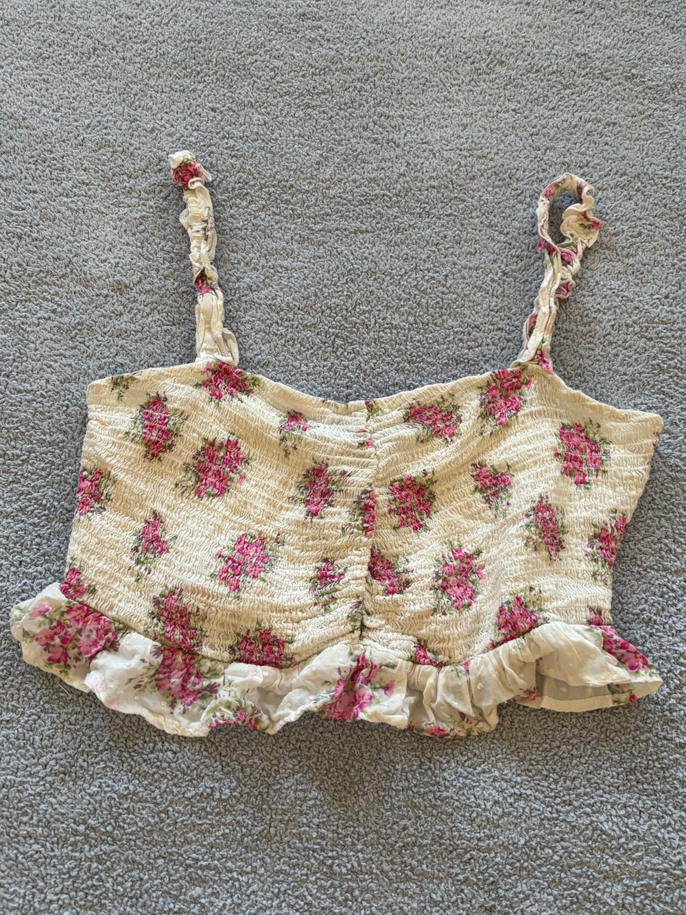 Promesa Pink Floral Smocked Ruffle Camisole